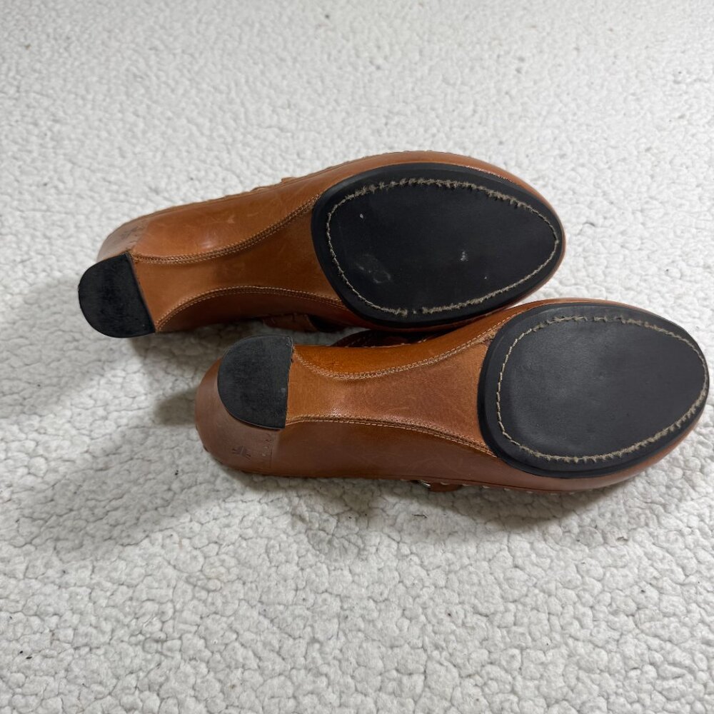 FRYE Charlotte Size 8.5 Ring Mule Leather Clogs Brazil Slip On Western Stitching - Picture 9 of 11